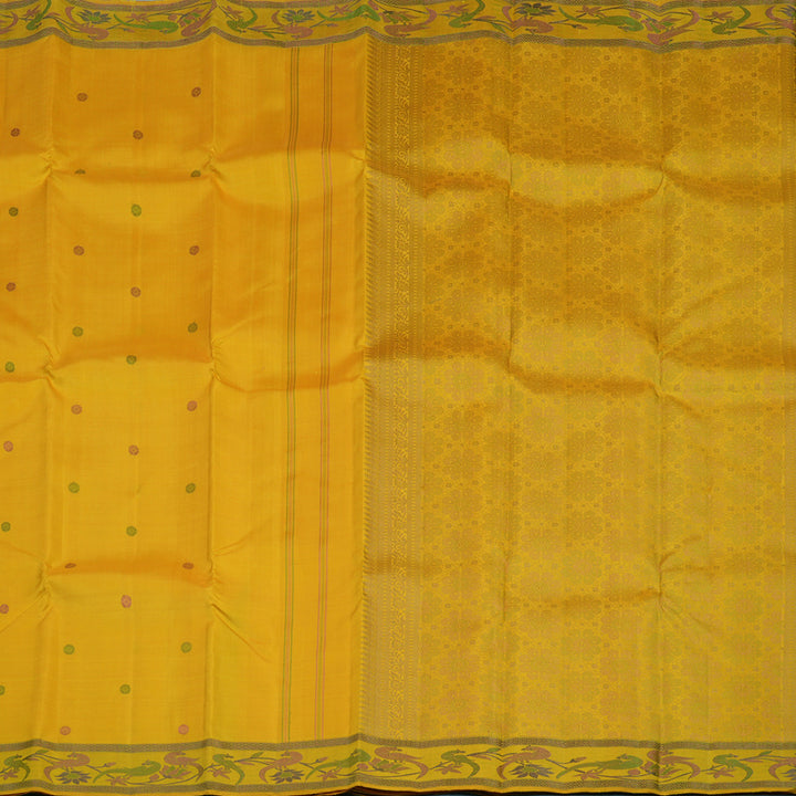 Hayagrivas Handloom Yellow Kanjivaram Silk Saree KBE2374B3-1