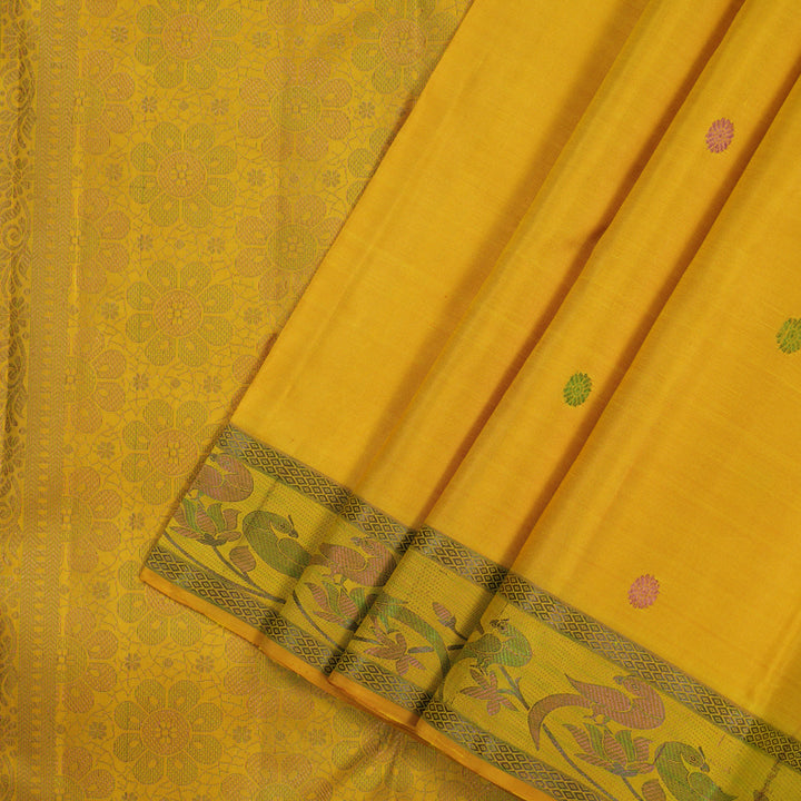 Hayagrivas Handloom Yellow Kanjivaram Silk Saree KBE2374B3-1