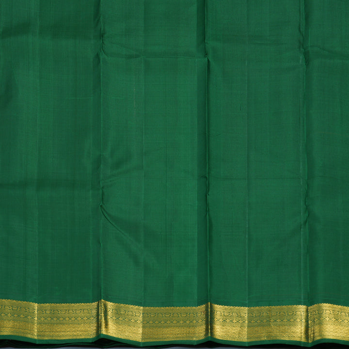 Hayagrivas Handloom Sunset Orange Kanjivaram Silk Saree with Dark Green Border KBE2377B4-2