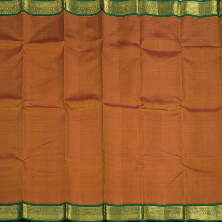 Hayagrivas Handloom Sunset Orange Kanjivaram Silk Saree with Dark Green Border KBE2377B4-2