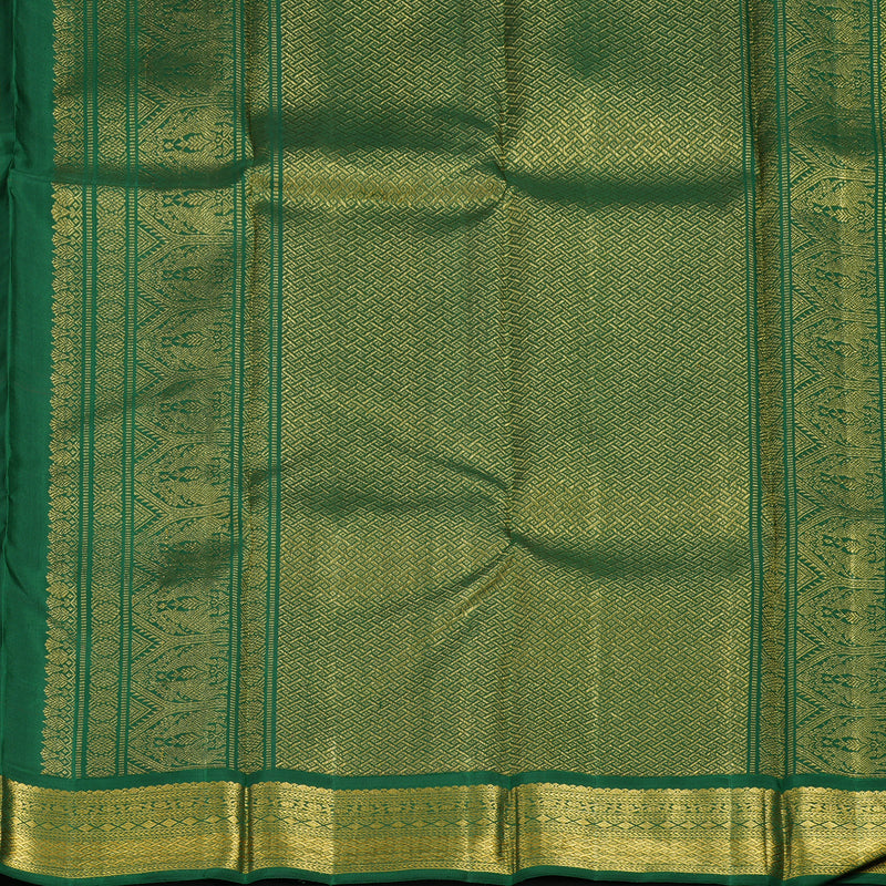 Hayagrivas Handloom Sunset Orange Kanjivaram Silk Saree with Dark Green Border KBE2377B4-2