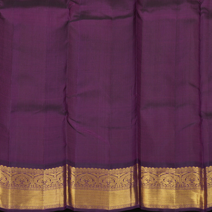 Hayagrivas Handloom Yellow Kanjivaram Silk Saree with Violet Border KBE2377B6-2