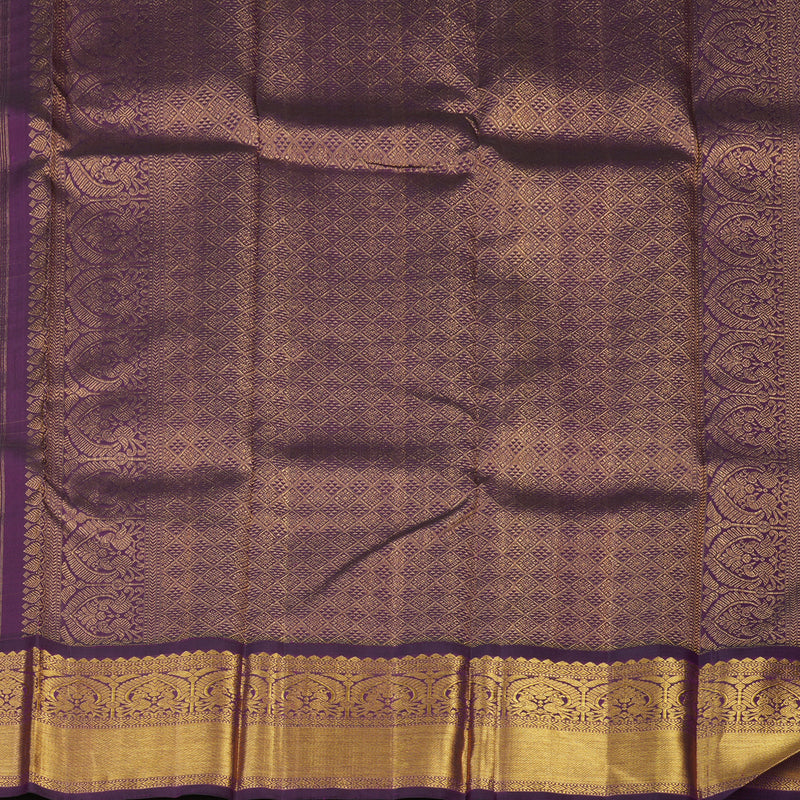 Hayagrivas Handloom Yellow Kanjivaram Silk Saree with Violet Border KBE2377B6-2