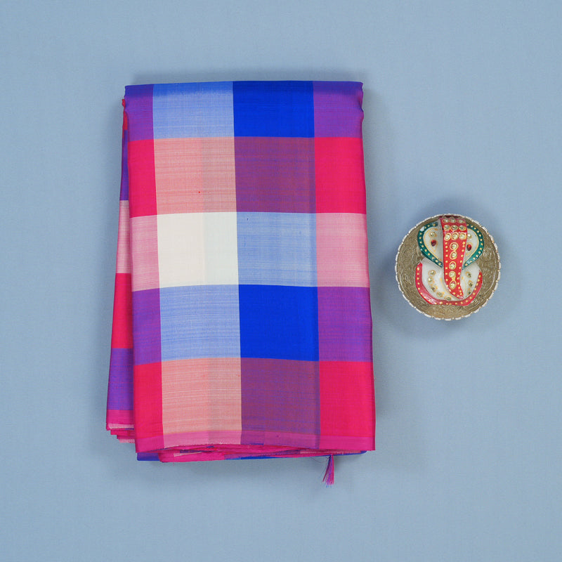 Hayagrivas Handloom Multicolour Checks Kanjivaram Silk Saree KBE2379B1-1