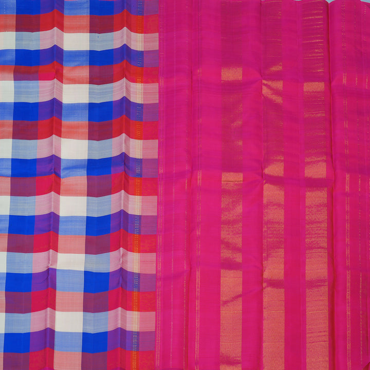 Hayagrivas Handloom Multicolour Checks Kanjivaram Silk Saree KBE2379B1-1
