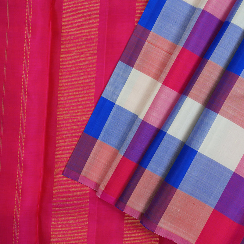 Hayagrivas Handloom Multicolour Checks Kanjivaram Silk Saree KBE2379B1-1