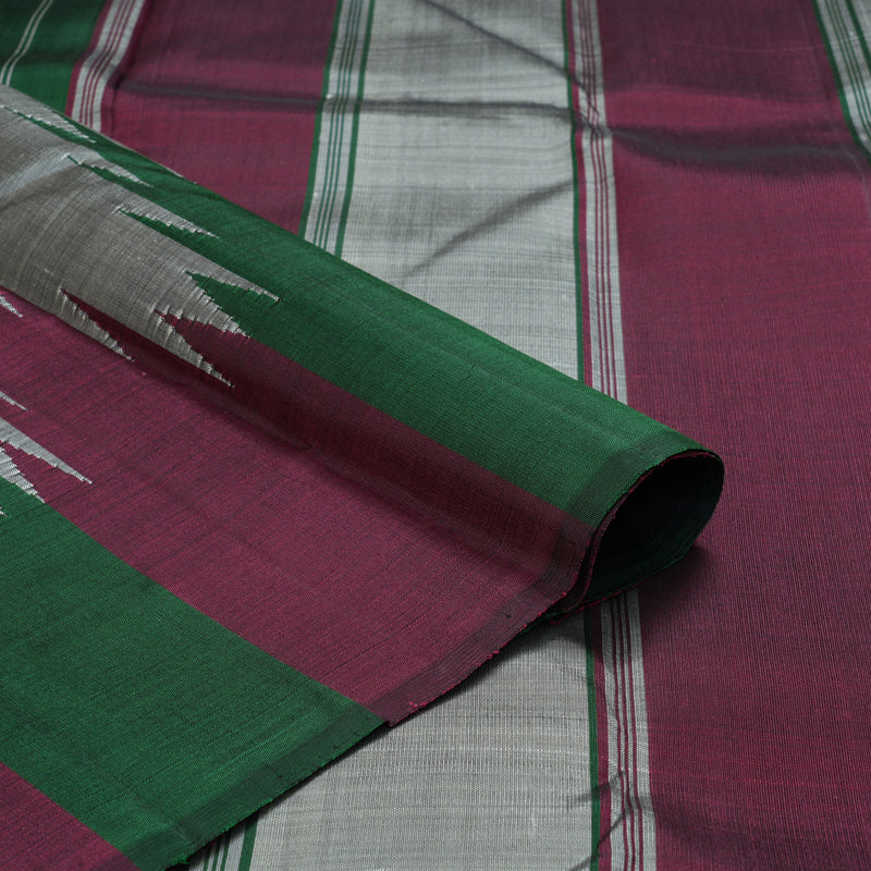 Hayagrivas Handloom Steel Grey Kanjivaram Silk Saree with Temple Border KBE237D3-1