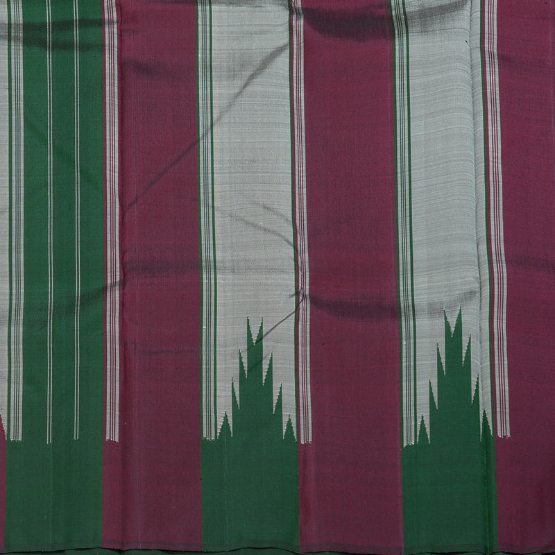 Hayagrivas Handloom Steel Grey Kanjivaram Silk Saree with Temple Border KBE237D3-1