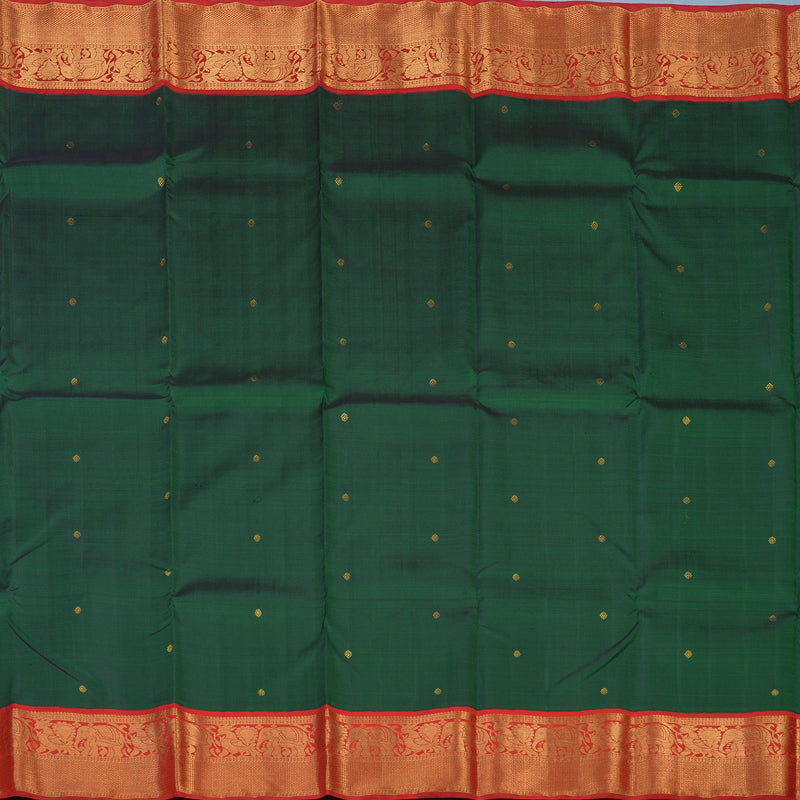 Hayagrivas Handloom Bottle Green Kanjivaram Silk Saree with Red Border KBE2380B1-2