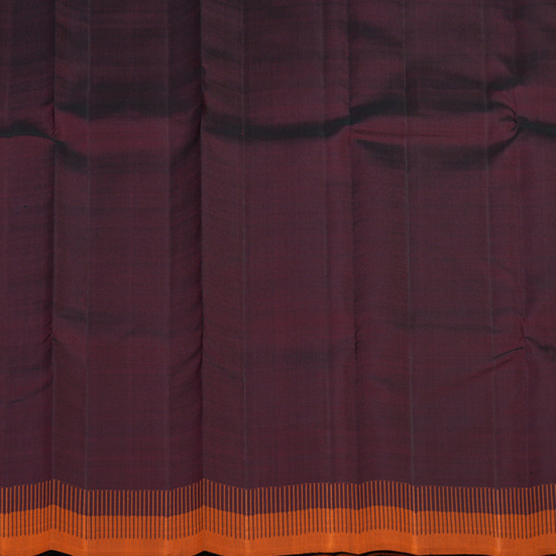 Hayagrivas Handloom Wine Maroon Kanjivaram Silk Saree with Orange Border KBE2381B1-1