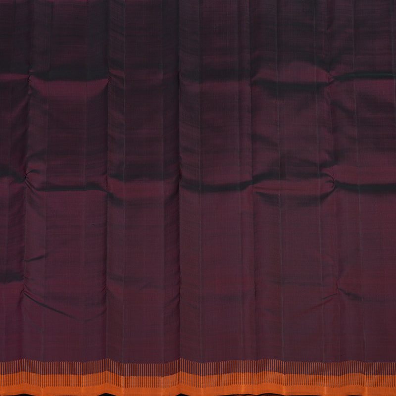 Hayagrivas Handloom Wine Maroon Kanjivaram Silk Saree with Orange Border KBE2381B1-1
