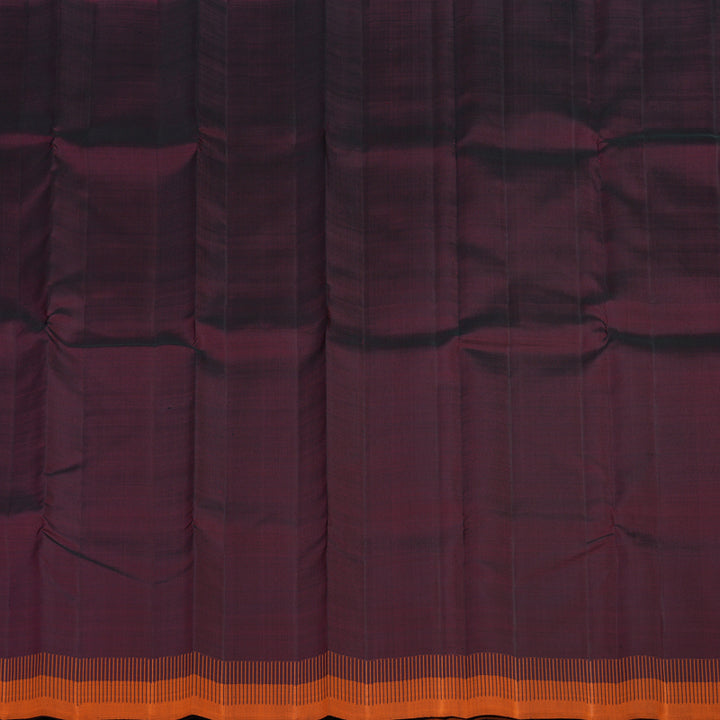 Hayagrivas Handloom Wine Maroon Kanjivaram Silk Saree with Orange Border KBE2381B1-1