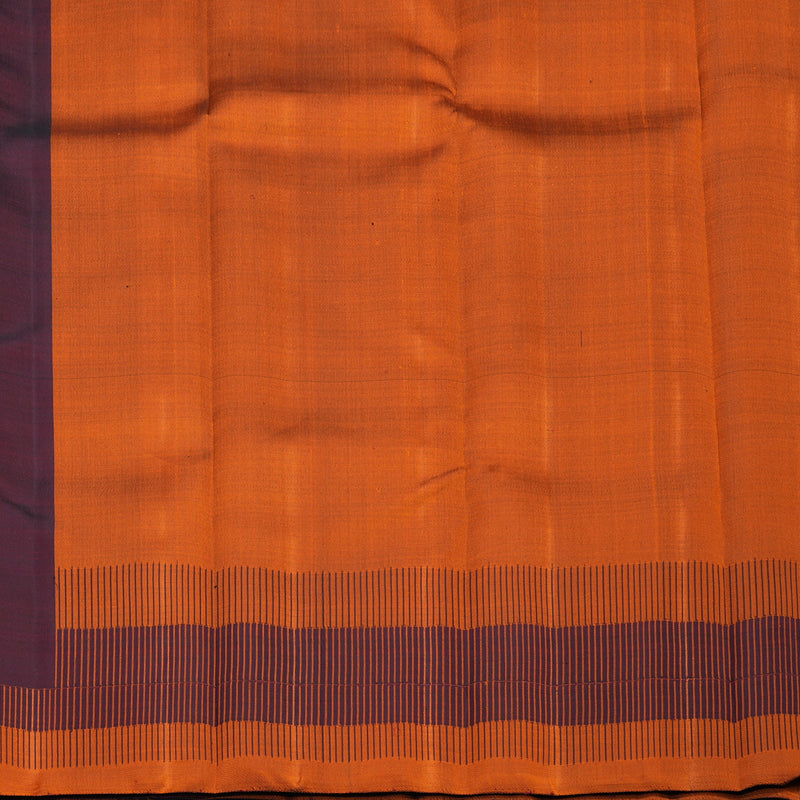Hayagrivas Handloom Wine Maroon Kanjivaram Silk Saree with Orange Border KBE2381B1-1