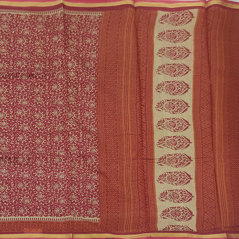 Hayagrivas Redish Maroon Fancy Cotton Saree KBE2383B5-1