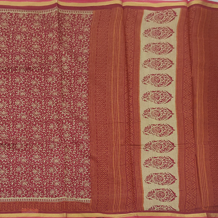 Hayagrivas Redish Maroon Fancy Cotton Saree KBE2383B5-1