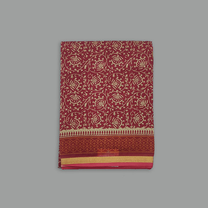 Hayagrivas Redish Maroon Fancy Cotton Saree KBE2383B5-1