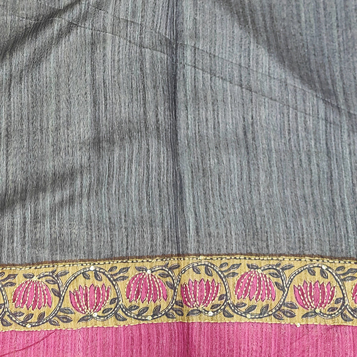 Hayagrivas Grey Fancy Cotton Saree KBE2383B7-4
