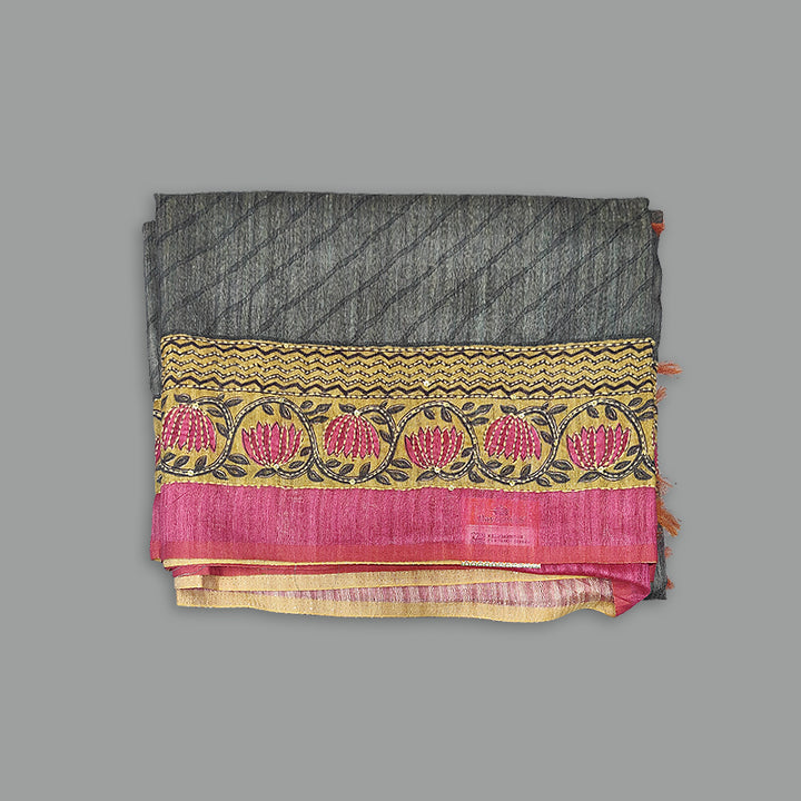 Hayagrivas Grey Fancy Cotton Saree KBE2383B7-4