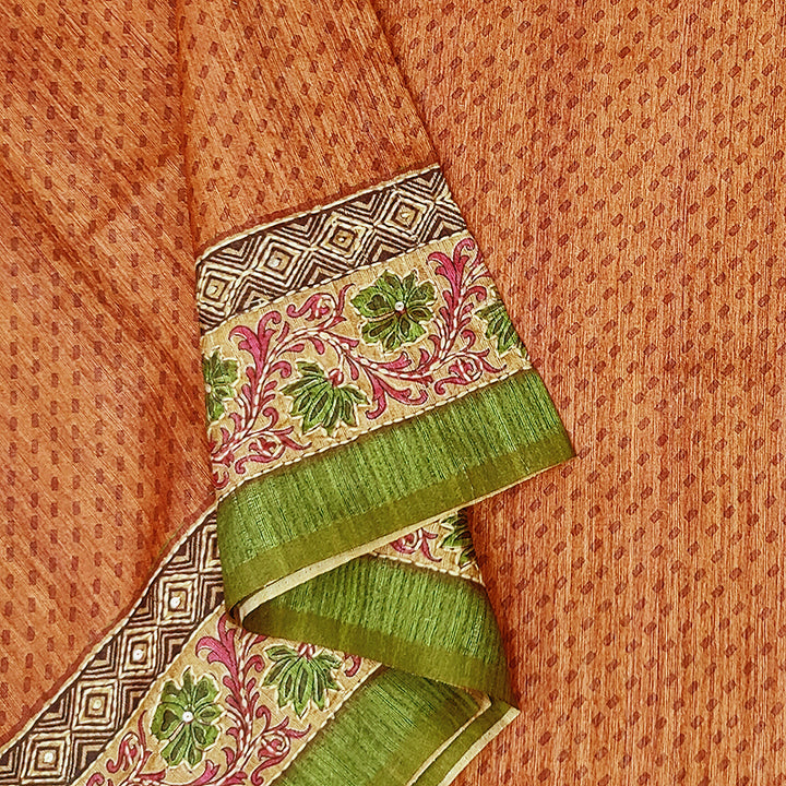 Hayagrivas Rust Orange Fancy Cotton Saree KBE2383B7-8