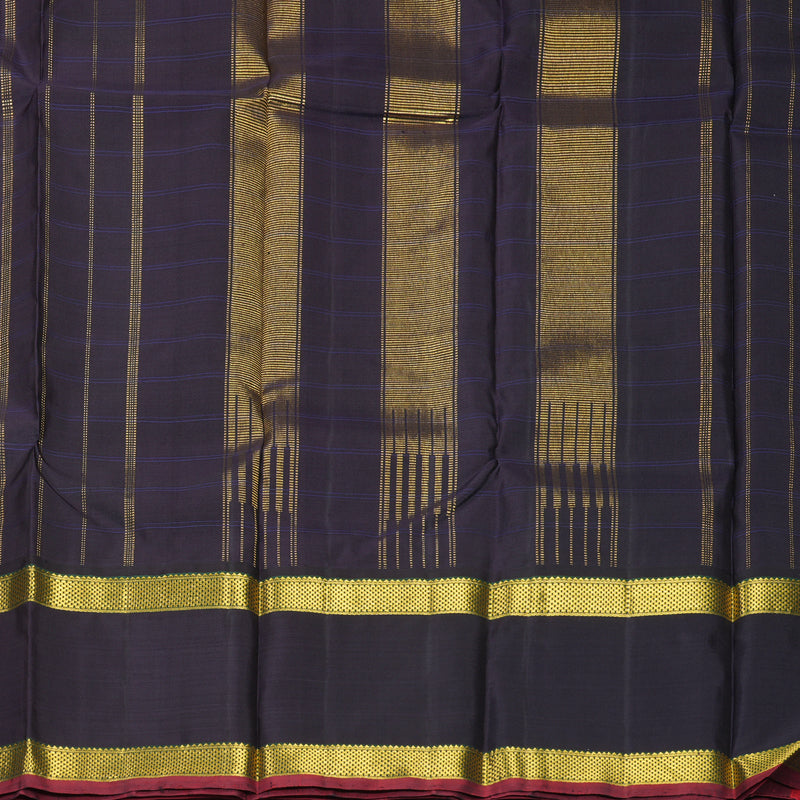 Hayagrivas Handloom Light Grey Kanjivaram Silk Saree with Deep Jamun Border KBE2384B3-1