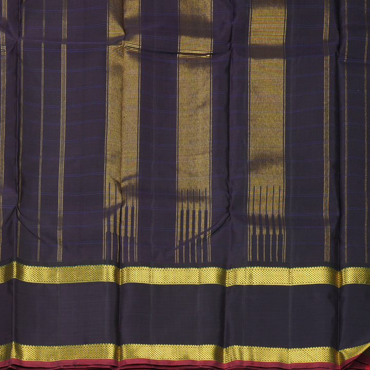 Hayagrivas Handloom Light Grey Kanjivaram Silk Saree with Deep Jamun Border KBE2384B3-1