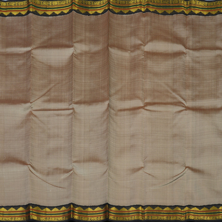 Hayagrivas Handloom Royal Beige Kanjivaram Silk Saree with Kanchana Brown Border KBE2384B6-1