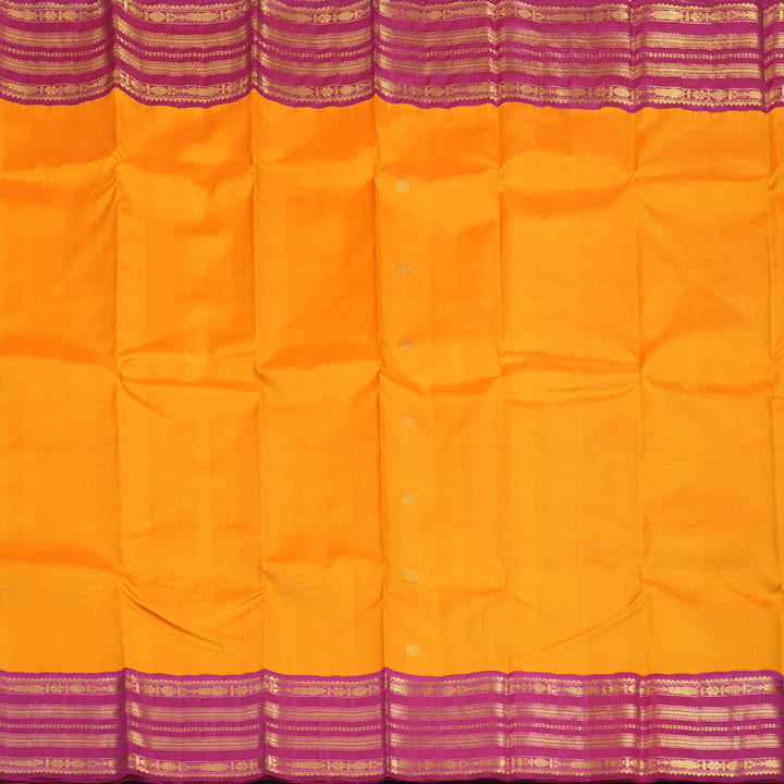 Hayagrivas Handloom Mango Orange Kanjivaram Silk Saree with Pink Border KBE2385B1-1