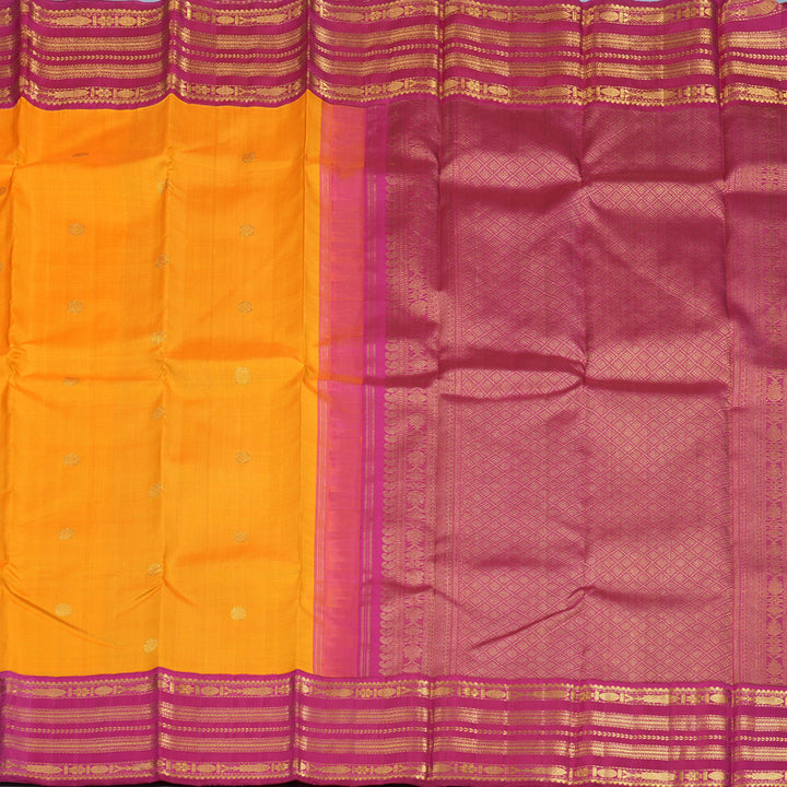 Hayagrivas Handloom Mango Orange Kanjivaram Silk Saree with Pink Border KBE2385B1-1