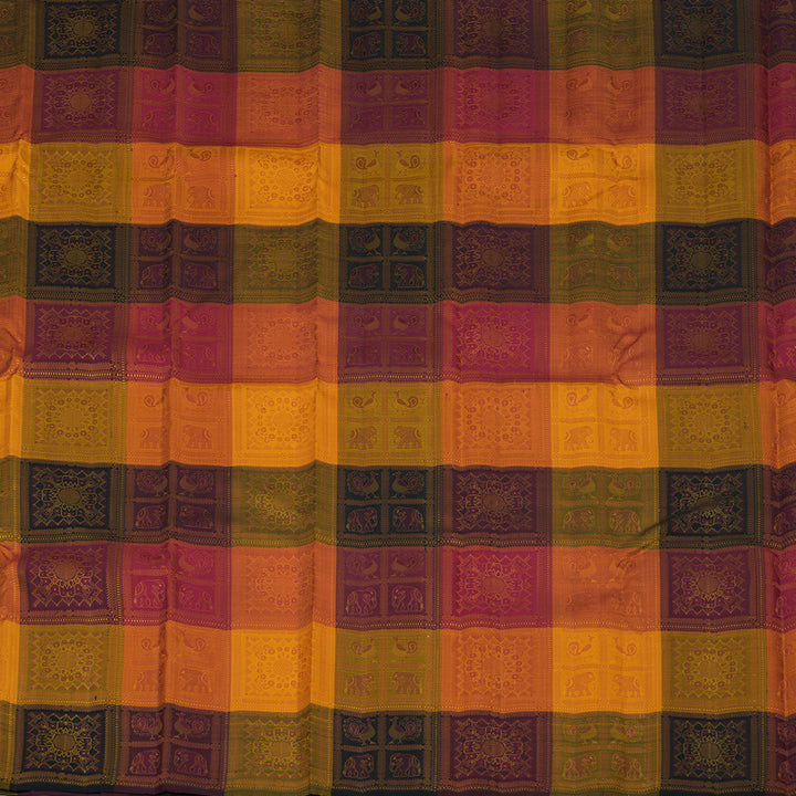 Hayagrivas Handloom Multicolour Checks Kanjivaram Silk Saree KBE2385B17-1