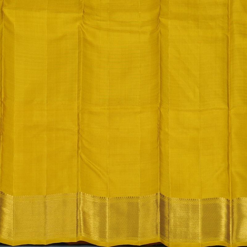 Hayagrivas Handloom Cream & Sky Blue Checks Kanjivaram Silk Saree with Sampanga Yellow Border KBE2385B27-1