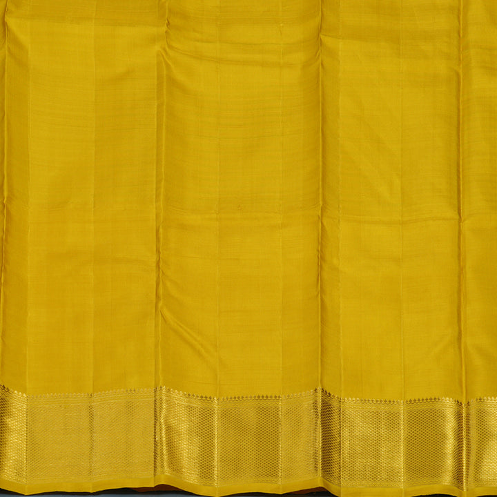 Hayagrivas Handloom Cream & Sky Blue Checks Kanjivaram Silk Saree with Sampanga Yellow Border KBE2385B27-1