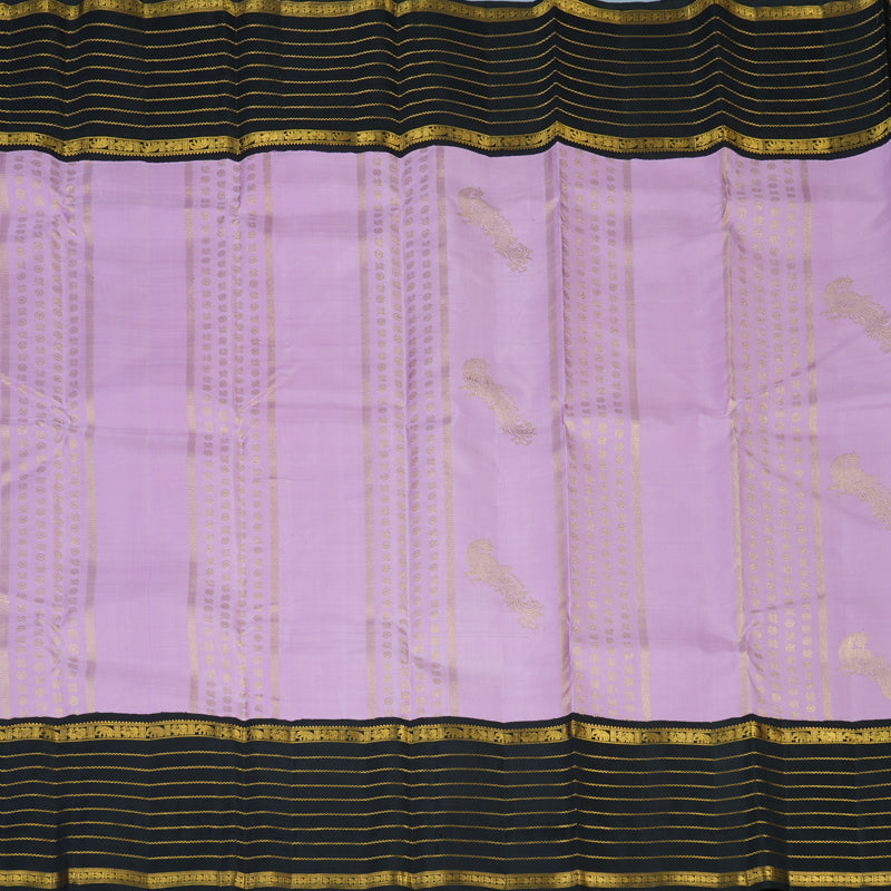 Hayagrivas Handloom Lavendar Kanjivaram Silk Saree with Black Border KBE2385B33-1