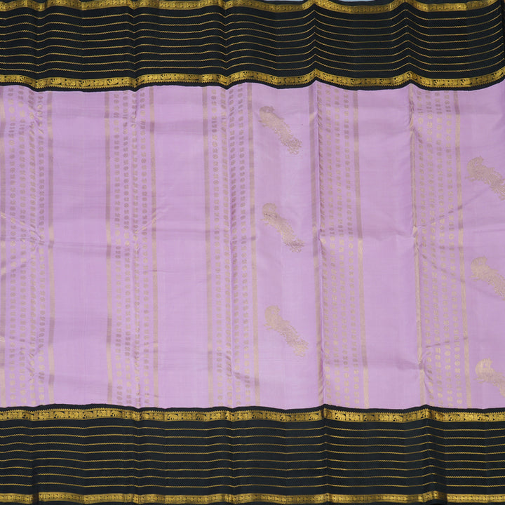 Hayagrivas Handloom Lavendar Kanjivaram Silk Saree with Black Border KBE2385B33-1