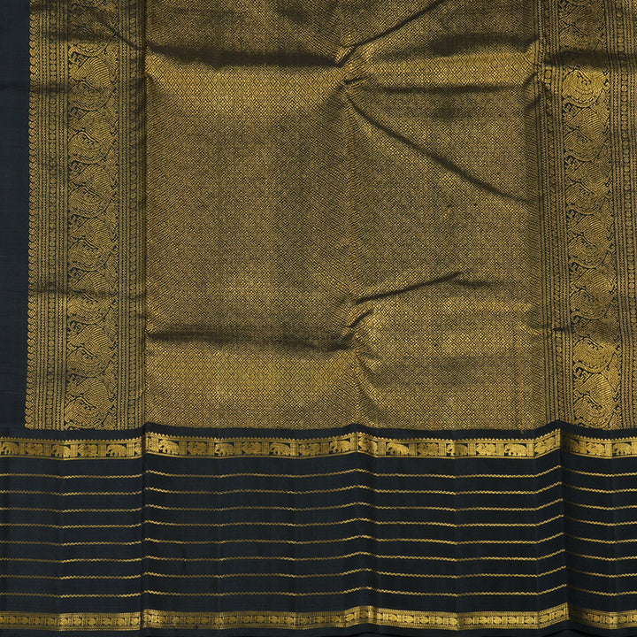 Hayagrivas Handloom Lavendar Kanjivaram Silk Saree with Black Border KBE2385B33-1
