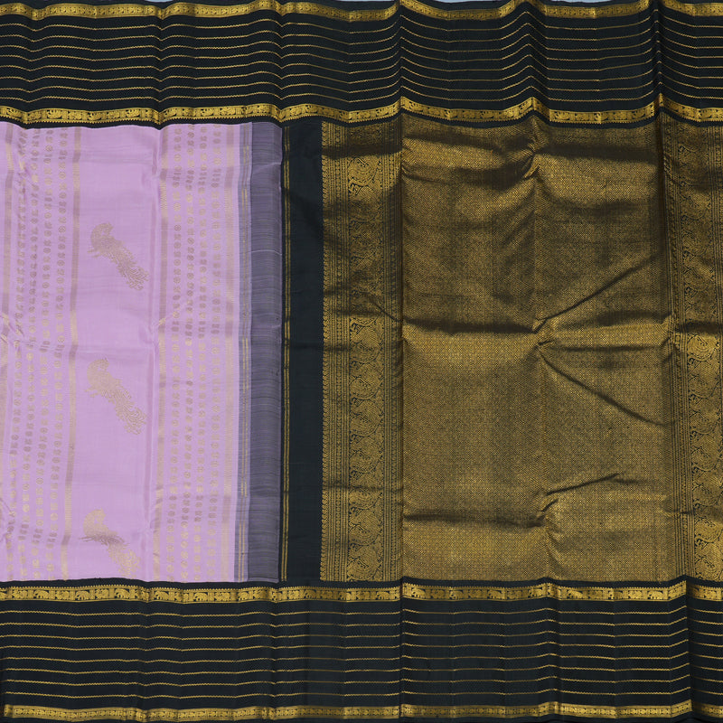 Hayagrivas Handloom Lavendar Kanjivaram Silk Saree with Black Border KBE2385B33-1