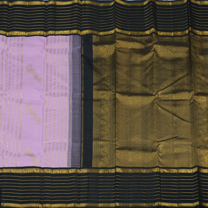 Hayagrivas Handloom Lavendar Kanjivaram Silk Saree with Black Border KBE2385B33-1