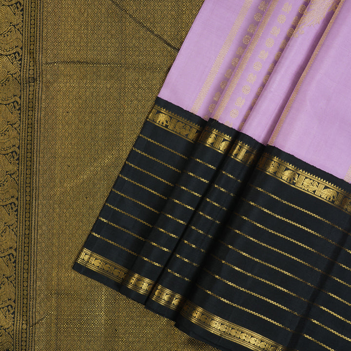 Hayagrivas Handloom Lavendar Kanjivaram Silk Saree with Black Border KBE2385B33-1