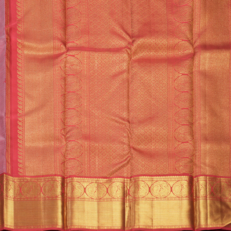 Hayagrivas Handloom Lilac Kanjivaram Silk Saree with Red Border KBE2385B43-1