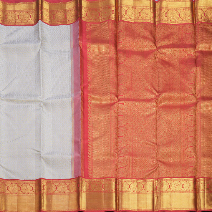 Hayagrivas Handloom Lilac Kanjivaram Silk Saree with Red Border KBE2385B43-1