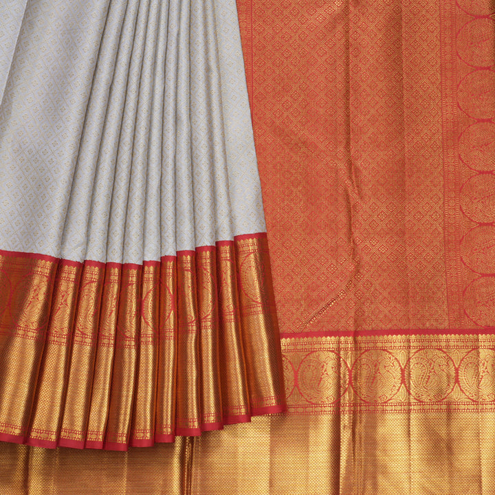 Hayagrivas Handloom Lilac Kanjivaram Silk Saree with Red Border KBE2385B43-1