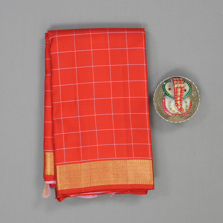 Hayagrivas Handloom Red Kanjivaram Silk Saree KBE2385B5-1