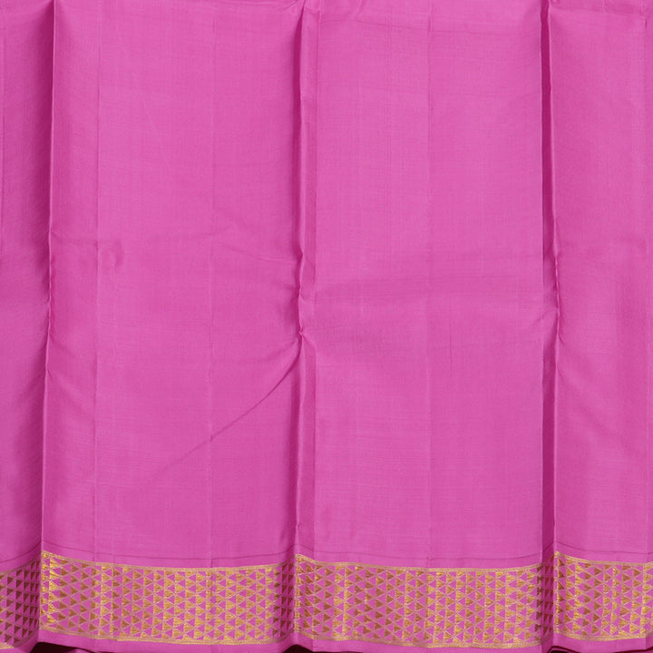 Hayagrivas Handloom Fluorescent Green Kanjivaram Silk Saree with Rose Pink Border KBE2386B1-2