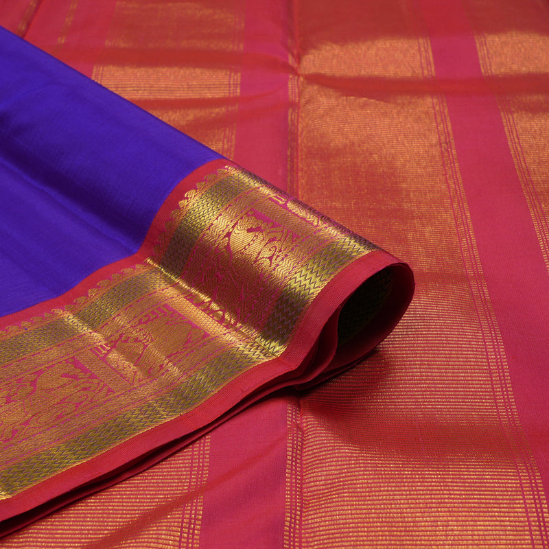 Hayagrivas Handloom Violet Kanjivaram Silk Saree with Red Border KBE2386B4-1