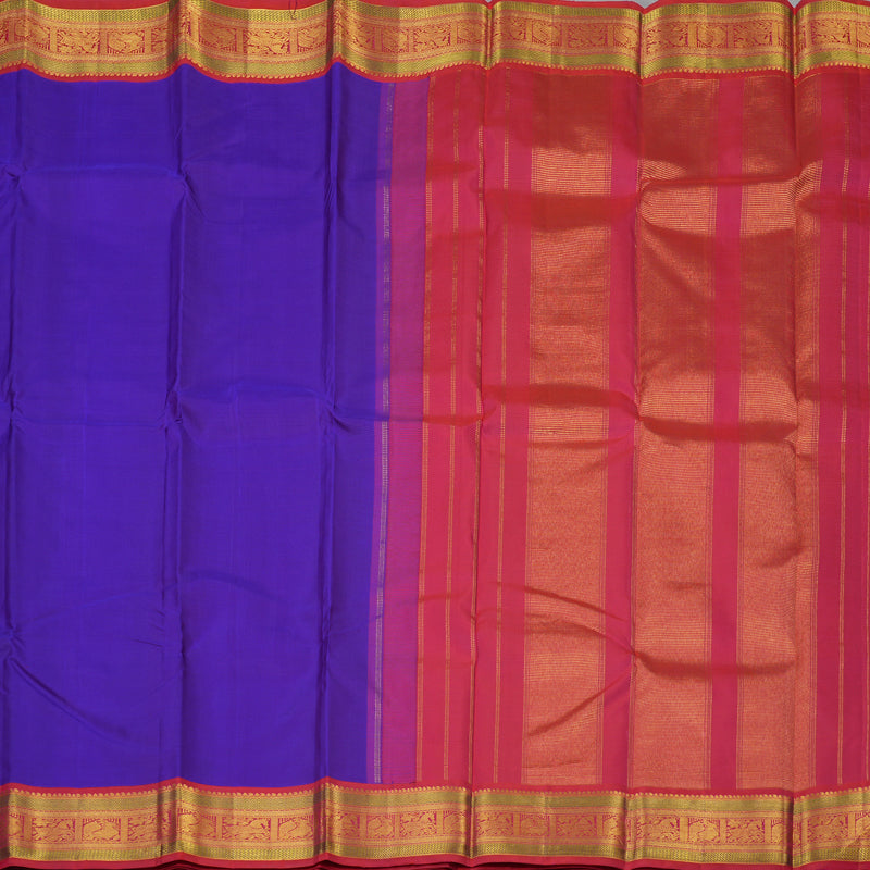 Hayagrivas Handloom Violet Kanjivaram Silk Saree with Red Border KBE2386B4-1