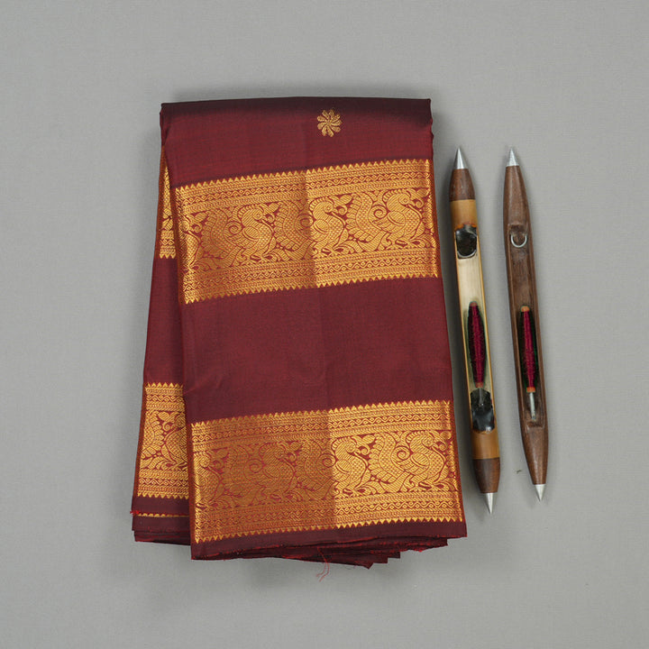 Hayagrivas Wine Maroon Handloom Kanjivaram Silk Saree KBE238D1-3