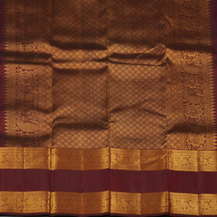 Hayagrivas Wine Maroon Handloom Kanjivaram Silk Saree KBE238D1-3