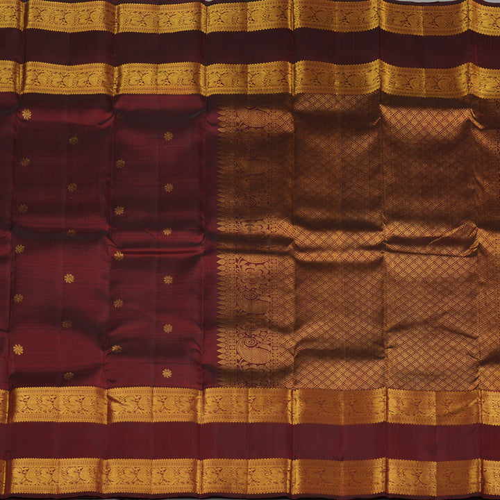 Hayagrivas Wine Maroon Handloom Kanjivaram Silk Saree KBE238D1-3