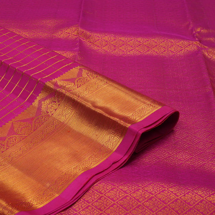 Hayagrivas Handloom Rani Pink Kanjivaram Silk Saree KBE238D3-4
