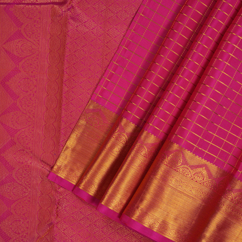 Hayagrivas Handloom Rani Pink Kanjivaram Silk Saree KBE238D3-4