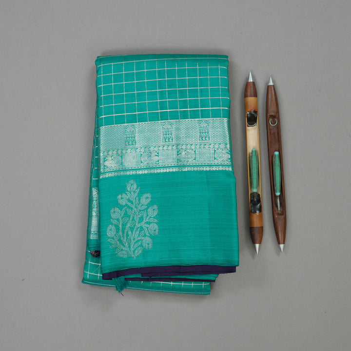 Hayagrivas Handloom Sea Green Kanjivaram Silk Saree KBE238D5-3